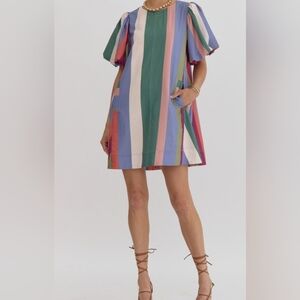 Entro Striped Fall Dress size L